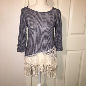ALYA Lightweight Sweater With Crochet Hem/Fringe